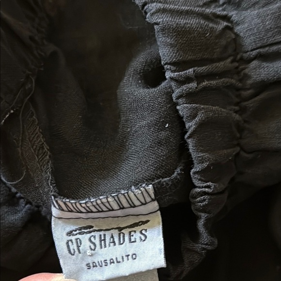 CP Shades L Black Linen Pants pull on with pockets elastic waist great condition - Picture 4 of 6